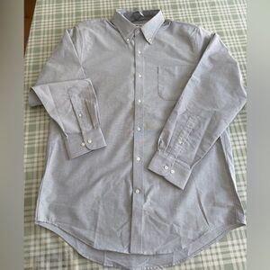 Lands' End Light Gray/blue Men's Button Down Shirt NWOT Large